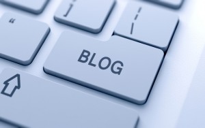 Blog sign button on keyboard with soft focus